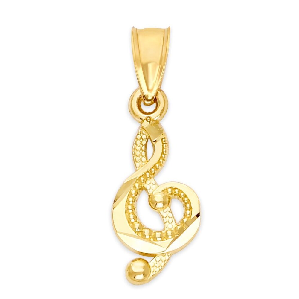 Solid 14k Gold Treble Clef Pendant - Musical Jewelry Gifts for Necklace